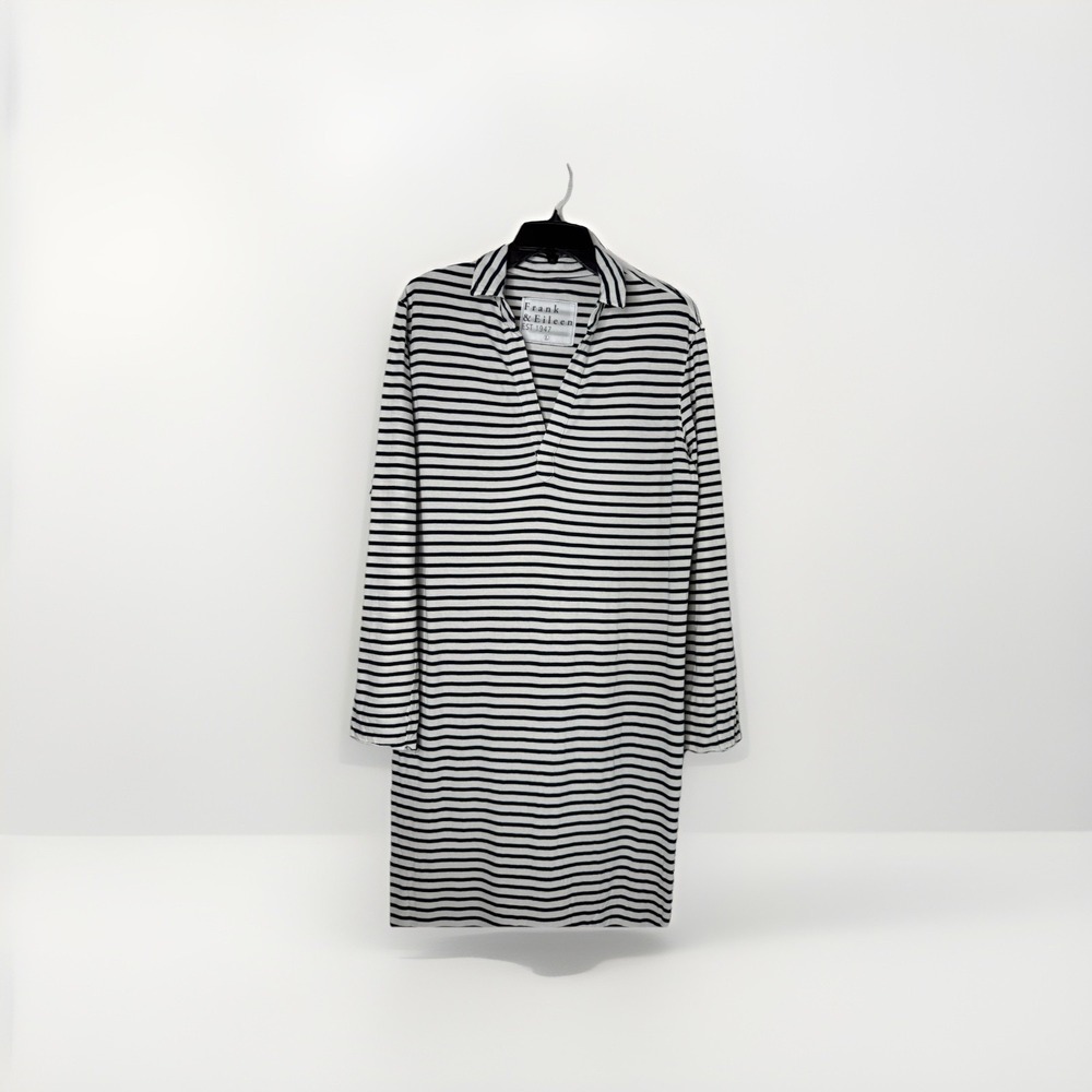 Frank & Eileen Emma Popover Henley Collared Maxi Dress striped large - Picture 5 of 12